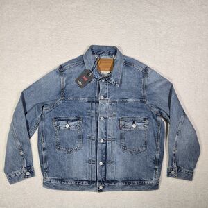 Levis Premium Type II Two 2 Selvedge Denim Trucker Jacket Indigo Mens Large